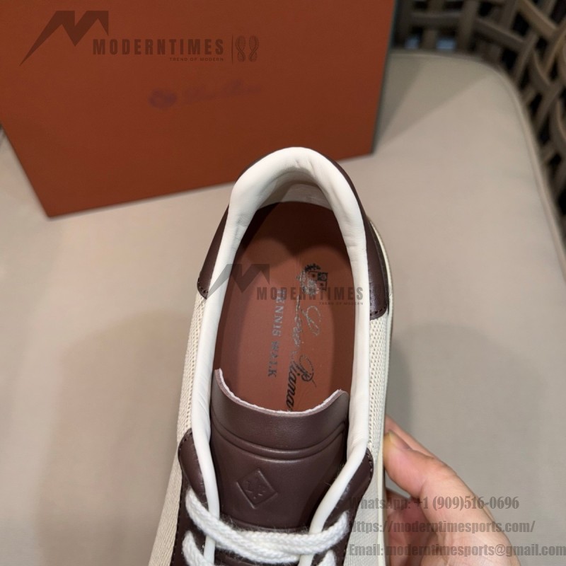 Loro Piana Tennis Walk Sneaker Chocolate Brown quiet luxury low top casual shoes for men with gum sole