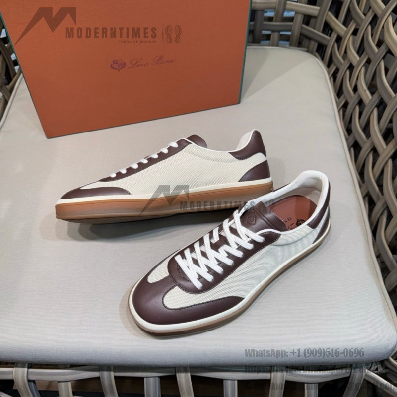 Loro Piana Tennis Walk Sneaker Chocolate Brown quiet luxury low top casual shoes for men with gum sole