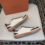 Loro Piana Tennis Walk Sneaker Chocolate Brown quiet luxury low top casual shoes for men with gum sole