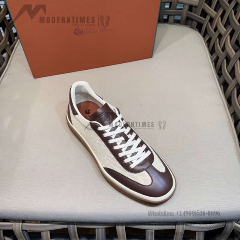Loro Piana Tennis Walk Sneaker Chocolate Brown quiet luxury low top casual shoes for men with gum sole