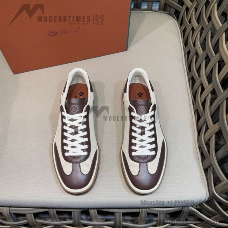 Loro Piana Tennis Walk Sneaker Chocolate Brown quiet luxury low top casual shoes for men with gum sole