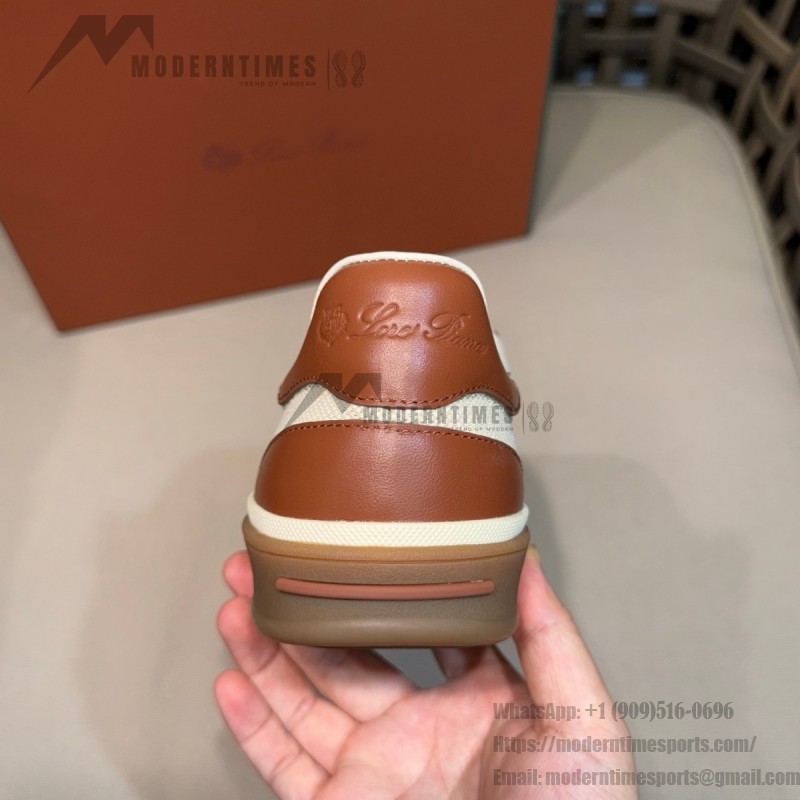 Loro Piana Tennis Walk Sneaker Cotton Natural Deep Kummel FAR1099_B646 low top casual shoes for women with gum sole