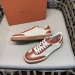 Loro Piana Tennis Walk Sneaker Cotton Natural Deep Kummel FAR1099_B646 low top casual shoes for women with gum sole