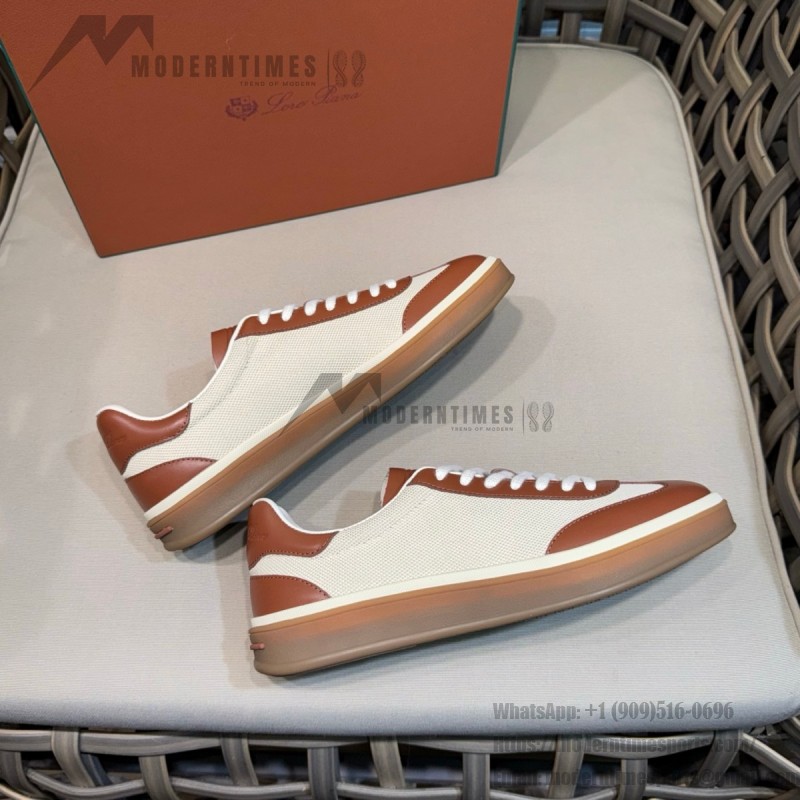 Loro Piana Tennis Walk Sneaker Cotton Natural Deep Kummel FAR1099_B646 low top casual shoes for women with gum sole