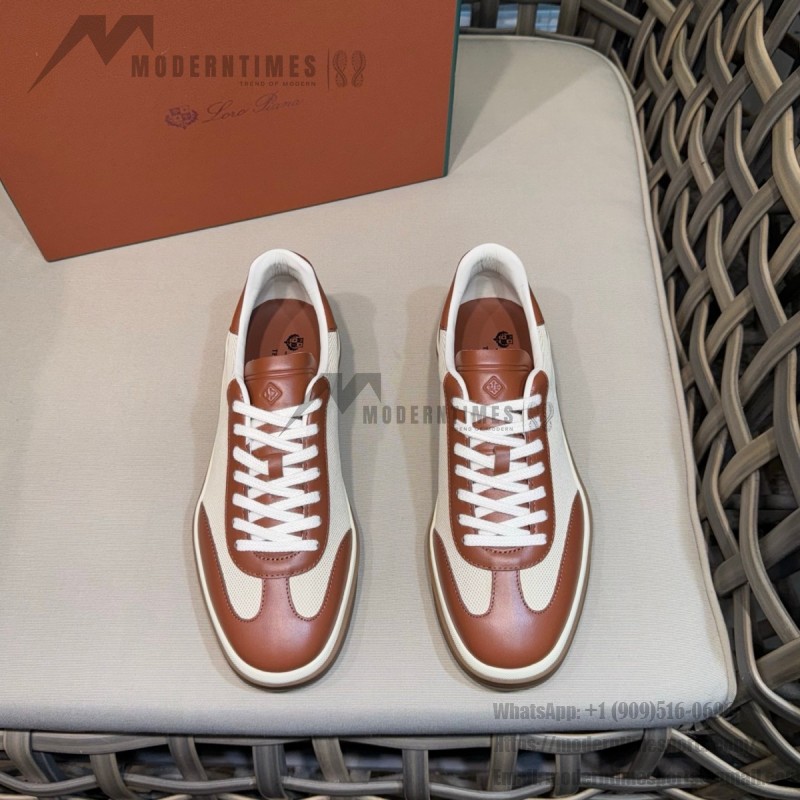 Loro Piana Tennis Walk Sneaker Cotton Natural Deep Kummel FAR1099_B646 low top casual shoes for women with gum sole