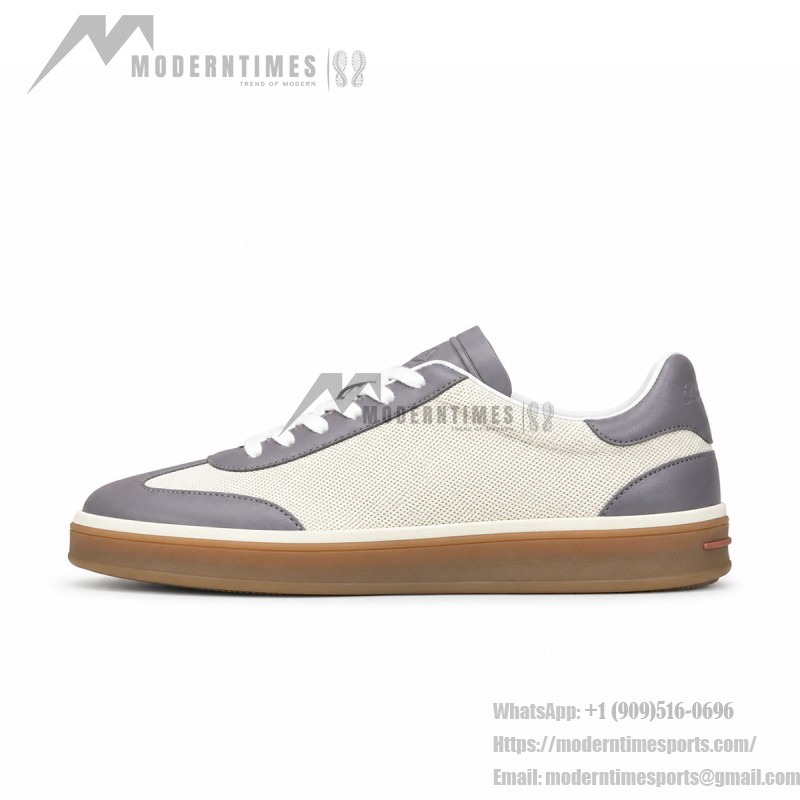 Loro Piana Tennis Walk Sneaker Light Grey minimal luxury low top casual shoes for men with gum sole