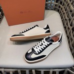 Loro Piana Tennis Walk Sneaker Navy White low top luxury casual shoes with gum sole