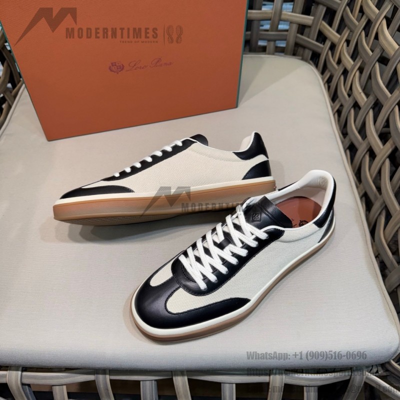 Loro Piana Tennis Walk Sneaker Navy White low top luxury casual shoes with gum sole