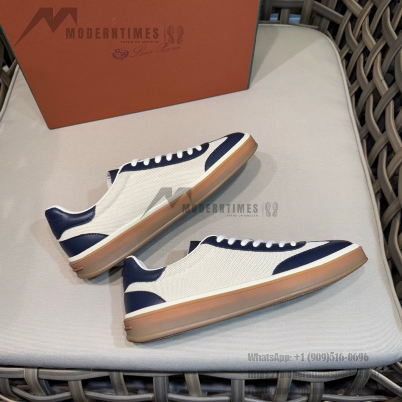 Loro Piana Tennis Walk Sneaker Navy White low top luxury casual shoes for men with gum sole