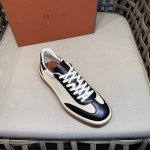 Loro Piana Tennis Walk Sneaker Navy White low top luxury casual shoes with gum sole