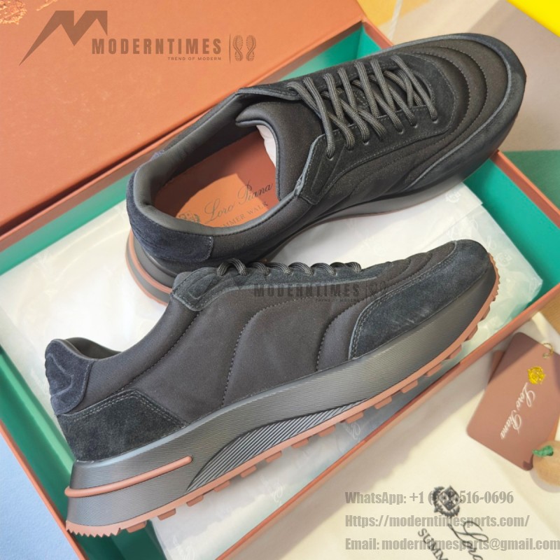 Loro Piana Week End Walk Sneaker Black FAQ2222_8000 Storm System microfiber casual shoes for men