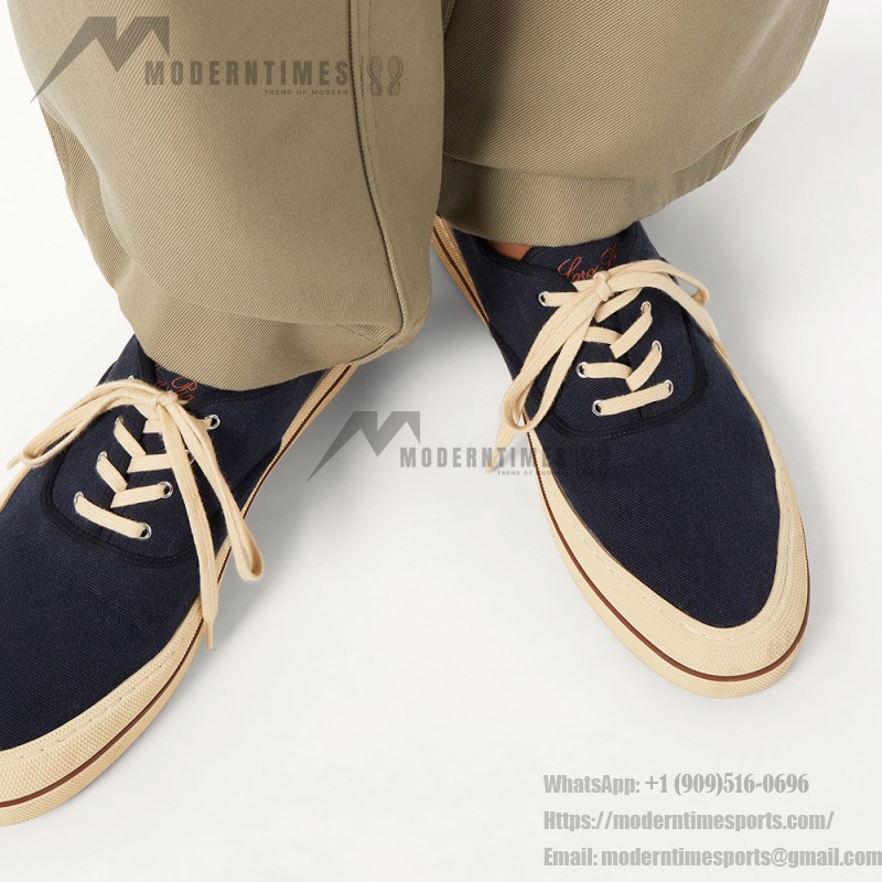 Loro Piana Nantucket Walk Sneaker FAR1445 W000 Blue Navy luxury canvas sneaker for men and women