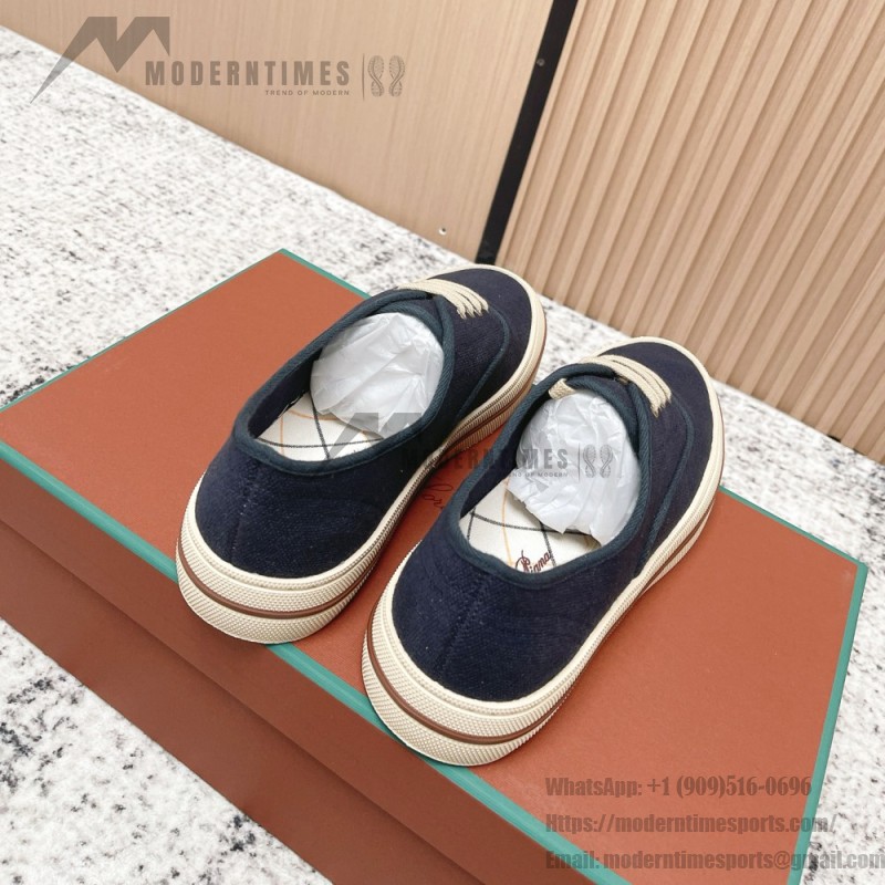 Loro Piana Nantucket Walk Sneaker FAR1445 W000 Blue Navy luxury canvas sneaker for men and women