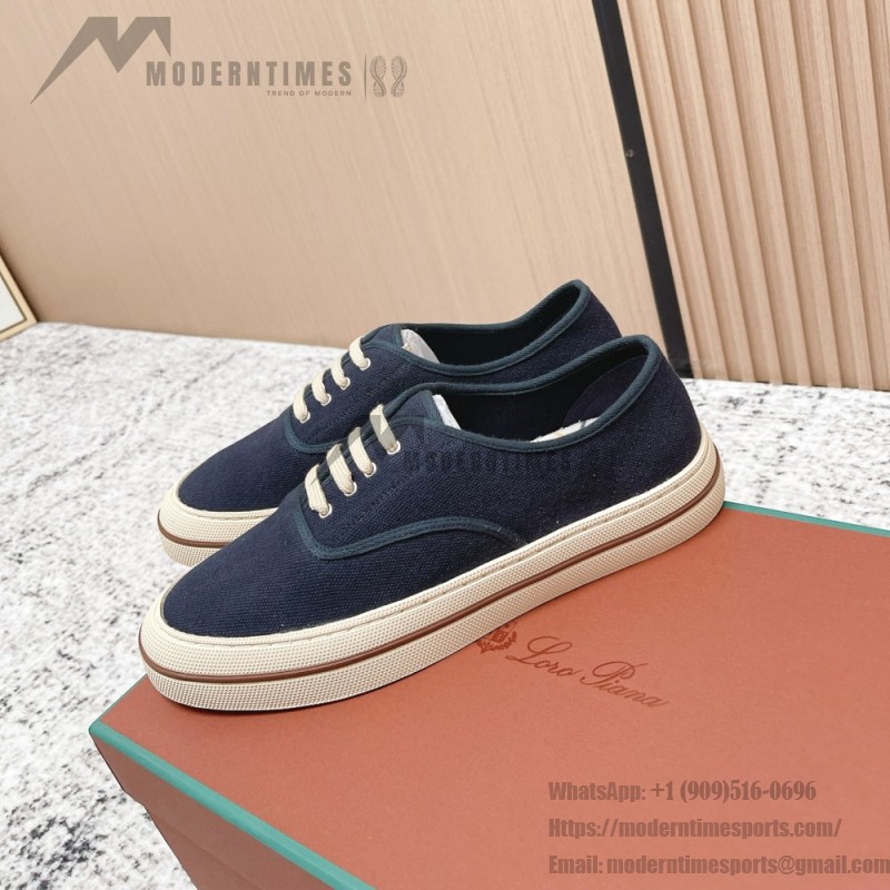 Loro Piana Nantucket Walk Sneaker FAR1445 W000 Blue Navy luxury canvas sneaker for men and women
