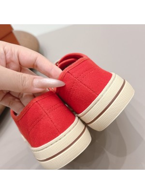 Loro Piana Nantucket Walk Sneaker FAR1445 R354 Red Tango – Premium Vintage Inspired Canvas Sneakers for Men & Women | Luxury Italian Lifestyle Shoes