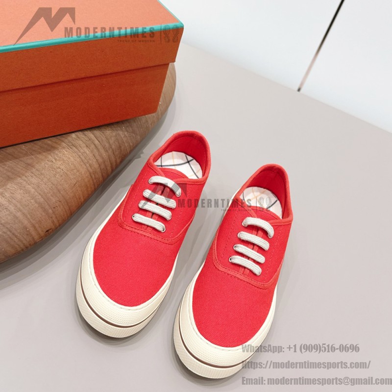Loro Piana Nantucket Walk Sneaker FAR1445 R354 Red Tango luxury vintage canvas sneakers