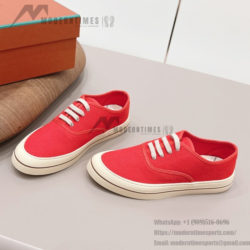 Loro Piana Nantucket Walk Sneaker FAR1445 R354 Red Tango luxury vintage canvas sneakers