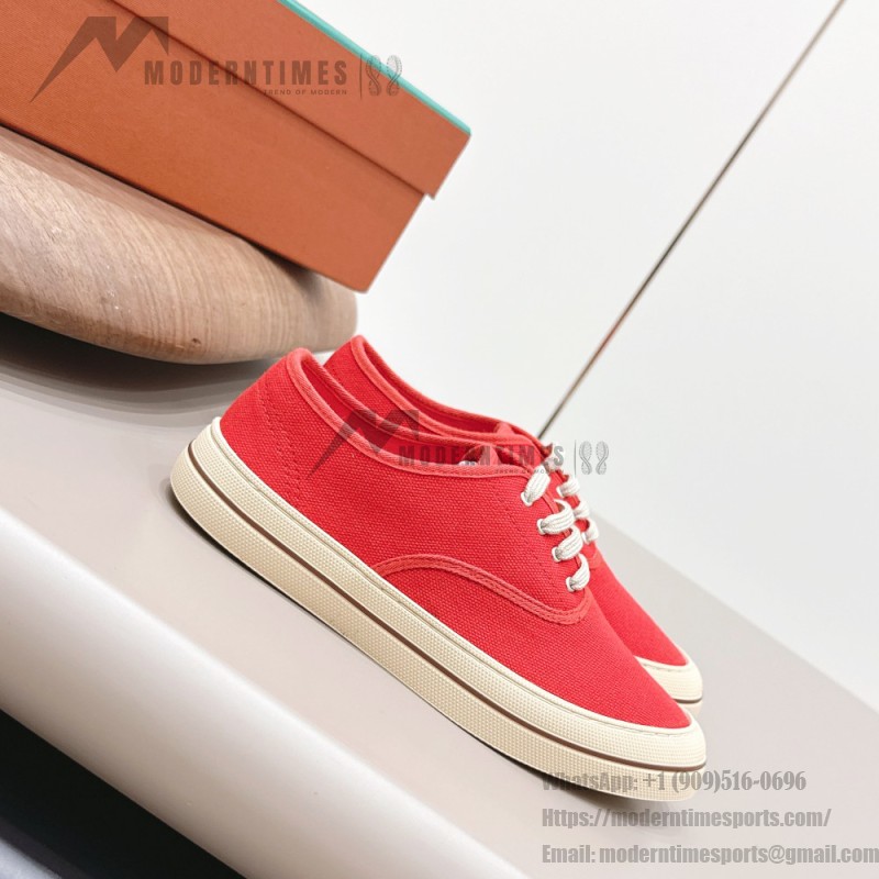 Loro Piana Nantucket Walk Sneaker FAR1445 R354 Red Tango luxury vintage canvas sneakers