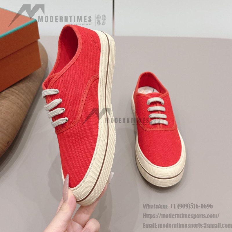 Loro Piana Nantucket Walk Sneaker FAR1445 R354 Red Tango luxury vintage canvas sneakers