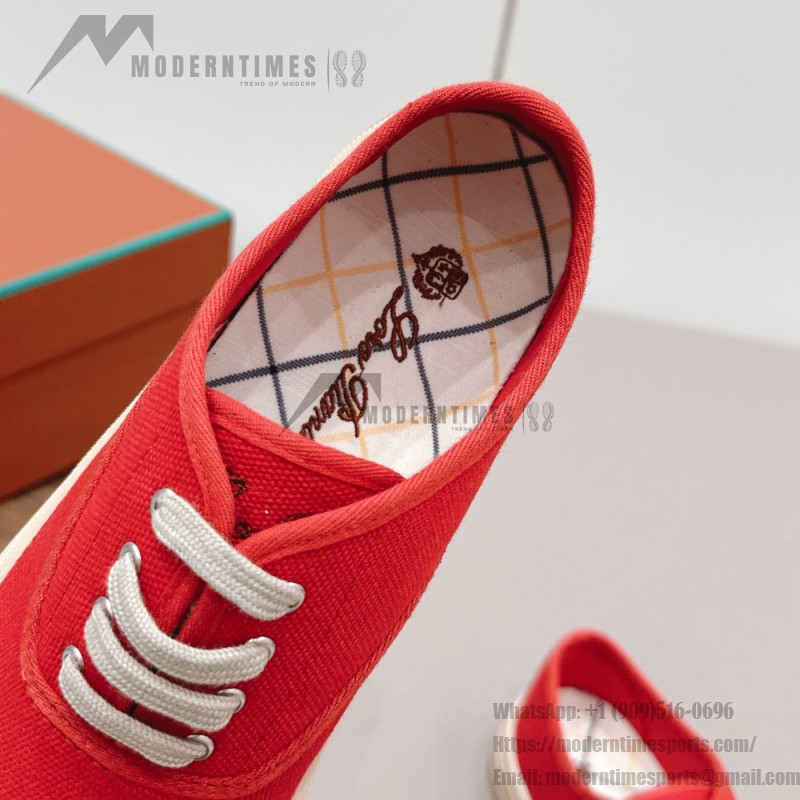 Loro Piana Nantucket Walk Sneaker FAR1445 R354 Red Tango luxury vintage canvas sneakers