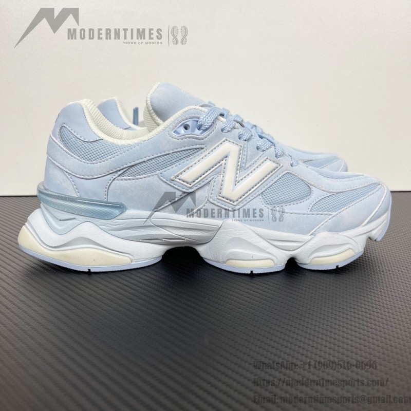 New Balance 9060 Sea Salt Oxford Blue U90607KM icy blue retro futuristic sneakers for men and women