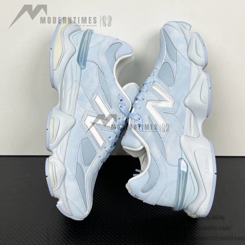 New Balance 9060 Sea Salt Oxford Blue U90607KM icy blue retro futuristic sneakers for men and women