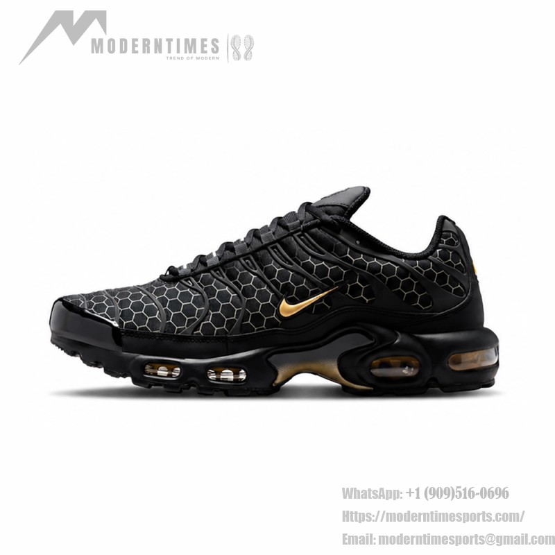 Nike Air Max Plus Black Honey IQ0287-010 TN sneakers with honeycomb pattern upper