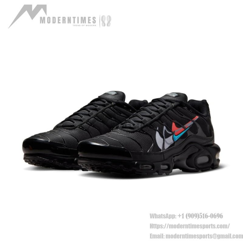 Nike Air Max Plus FJ4224-001 Black Multi Swoosh TN sneakers with layered logo streetwear styling