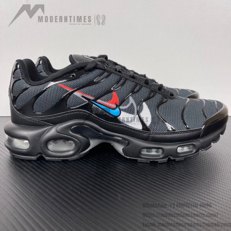 Nike Air Max Plus FJ4224-001 Black Multi Swoosh TN sneakers with layered logo streetwear styling