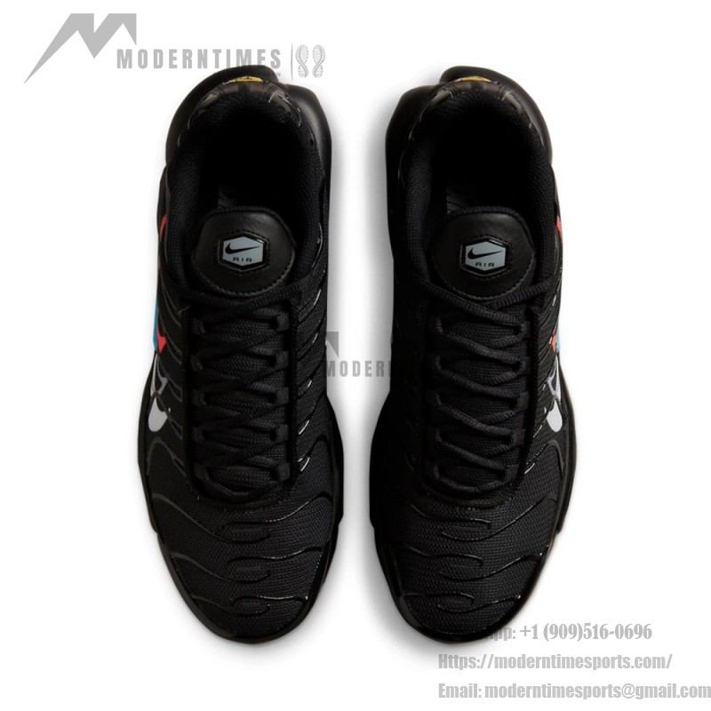 Nike Air Max Plus FJ4224-001 Black Multi Swoosh TN sneakers with layered logo streetwear styling