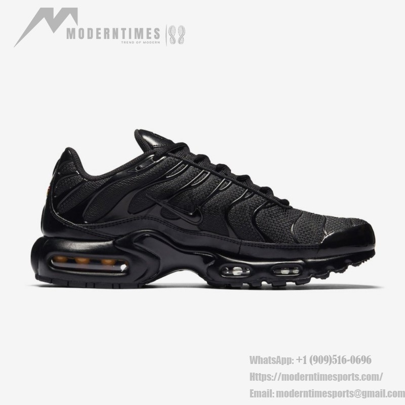 Nike Air Max Plus 604133-050 Triple Black TN sneakers with all-black streetwear styling