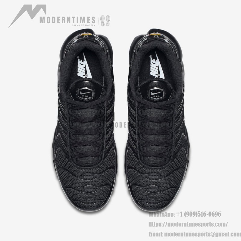Nike Air Max Plus 604133-050 Triple Black TN sneakers with all-black streetwear styling