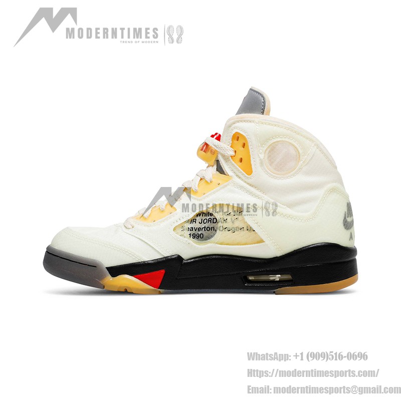 Air Jordan 5 Retro DH8565-100 - オフホワイトセイルスニーカー 赤のアクセント Air Jordan 5 Retro DH8565-100 オフホワイトセイルスニーカー 赤のアクセントと反射性シュータン