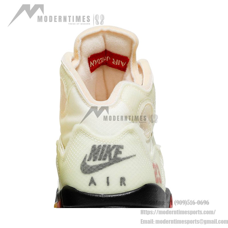 Air Jordan 5 Retro DH8565-100 - オフホワイトセイルスニーカー 赤のアクセント Air Jordan 5 Retro DH8565-100 オフホワイトセイルスニーカー 赤のアクセントと反射性シュータン
