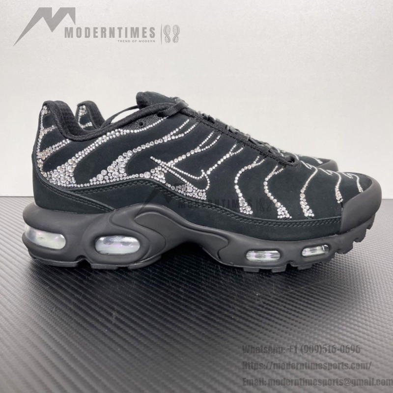 Swarovski x Nike Air Max Plus Moonlight Black Crystal FZ4237-001 reflective TN sneakers for streetwear outfits