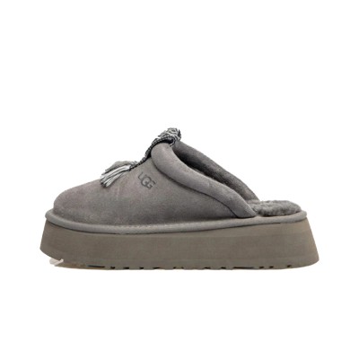UGG レディース タズル スリッパ チャコール 1152677 - タッセル付きシープスキン プラットフォーム スリッパ