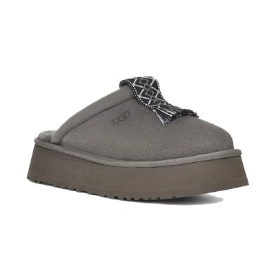 UGG レディース タズル スリッパ チャコール 1152677 - タッセル付きシープスキン プラットフォーム スリッパ
