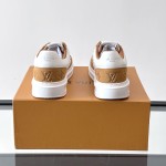 Men’s Louis Vuitton Inspired Low-Top Sneakers 2025 Louis Vuitton Style White Leather Sneakers with Suede for Men