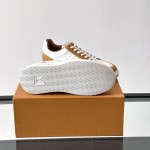 Men’s Louis Vuitton Inspired Low-Top Sneakers 2025 Louis Vuitton Style White Leather Sneakers with Suede for Men
