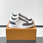 Louis Vuitton Trainer 2.0 White Grey Sneakers Louis Vuitton Trainer 2.0 White and Grey Leather Sneakers Front View