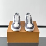 Louis Vuitton Trainer 2.0 White Grey Sneakers Louis Vuitton Trainer 2.0 White and Grey Leather Sneakers Front View