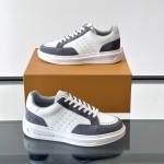 Louis Vuitton Trainer 2.0 White Grey Sneakers Louis Vuitton Trainer 2.0 White and Grey Leather Sneakers Front View