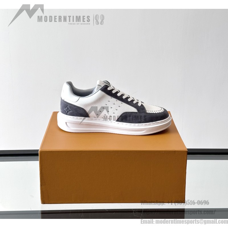 Louis Vuitton Trainer 2.0 White Grey Sneakers Louis Vuitton Trainer 2.0 White and Grey Leather Sneakers Front View