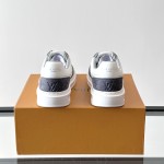 Louis Vuitton Trainer 2.0 White Grey Sneakers Louis Vuitton Trainer 2.0 White and Grey Leather Sneakers Front View