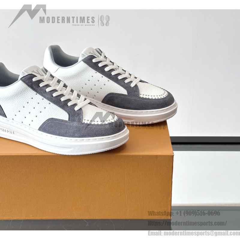Louis Vuitton Trainer 2.0 White Grey Sneakers Louis Vuitton Trainer 2.0 White and Grey Leather Sneakers Front View