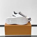 Louis Vuitton Trainer 2.0 White Grey Sneakers Louis Vuitton Trainer 2.0 White and Grey Leather Sneakers Front View