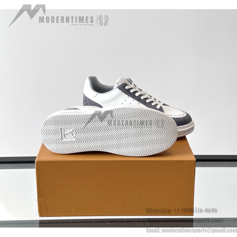 Louis Vuitton Trainer 2.0 White Grey Sneakers Louis Vuitton Trainer 2.0 White and Grey Leather Sneakers Front View