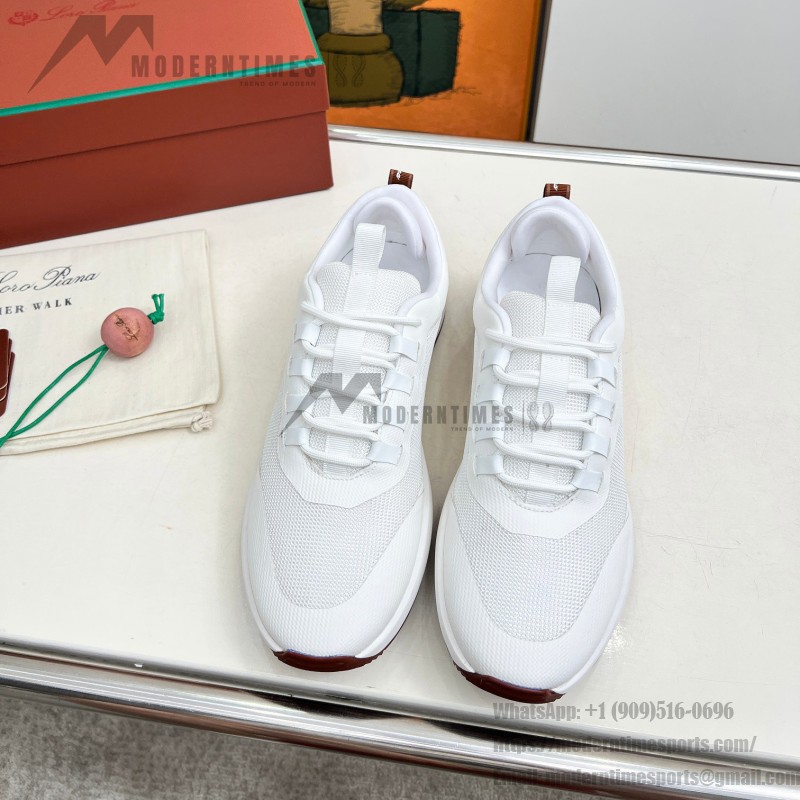 Loro Piana FAM1718-1000 weiße Ledersneaker Loro Piana FAM1718-1000 weiße Sneaker Vorderansicht mit roten Details