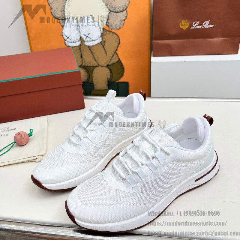 Loro Piana FAM1718-1000 weiße Ledersneaker Loro Piana FAM1718-1000 weiße Sneaker Vorderansicht mit roten Details
