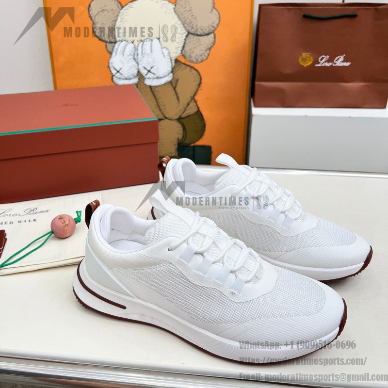 Loro Piana FAM1718-1000 weiße Ledersneaker Loro Piana FAM1718-1000 weiße Sneaker Vorderansicht mit roten Details